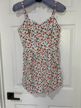 Old Navy Cream Floral Romper and with Red and Blue Flowers
